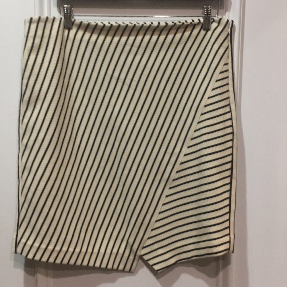 Loft black and cream striped skirt. Size L